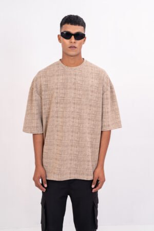 Beige Drop Shoulder over sized T-shirt