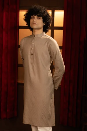 Light Beige -Textured fabric Panjabi