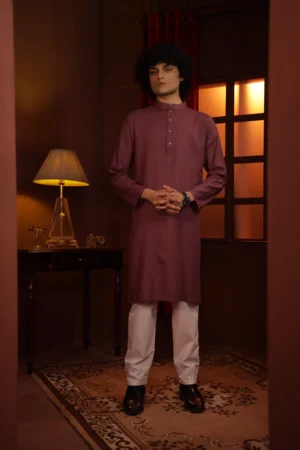 Marron- Textured fabric Panjabi
