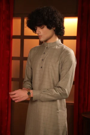 Smokey Green- Textured Fabric Panjabi