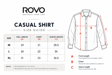 ROVO Casual Shirt Size Guide
